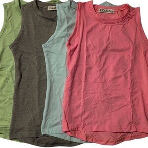 EXARUS Girls Size 6 Performance Tank Top Lot 4 Pack High Neck Sleeveless Shirt